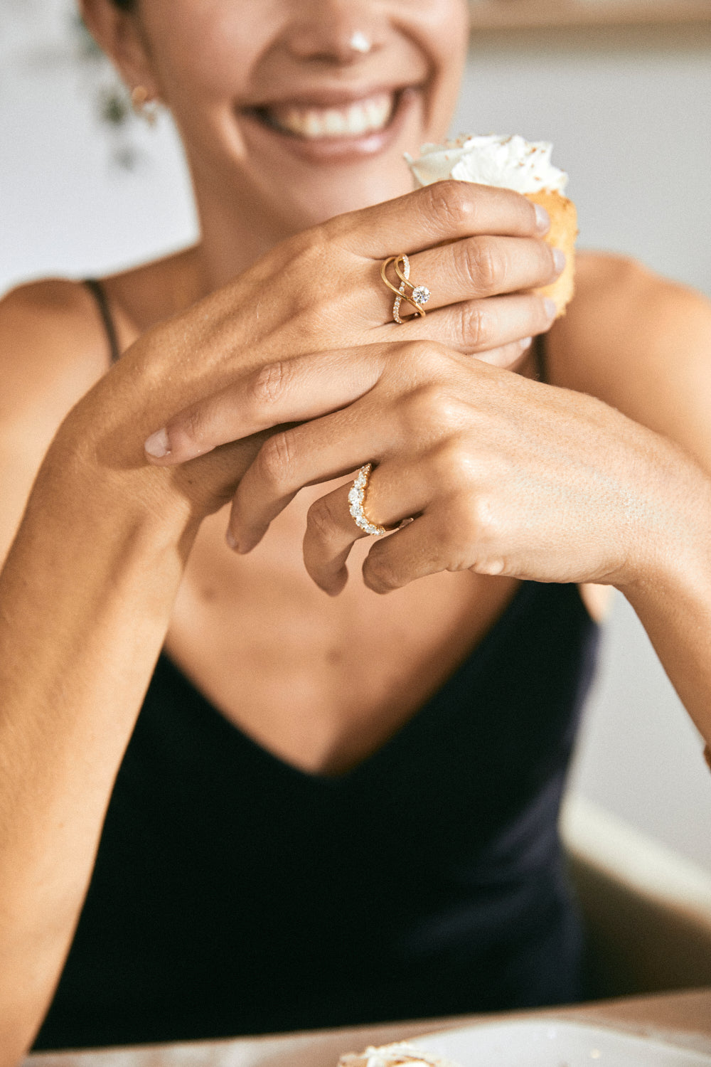 【HYERES LOR】25SS★ Champagne Full Moon SL W Duo Shine Ring HYERES LOR】25SS☆ Champagne Full Moon Silver Duo Earrings